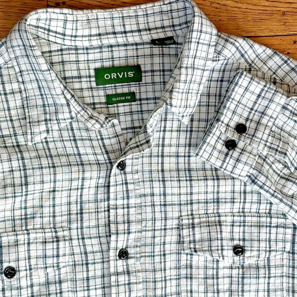 Orvis Other - Orvis‎ Long Sleeve Button Dress Shirt Mens Green Plaid 100% Cotton Large sz L